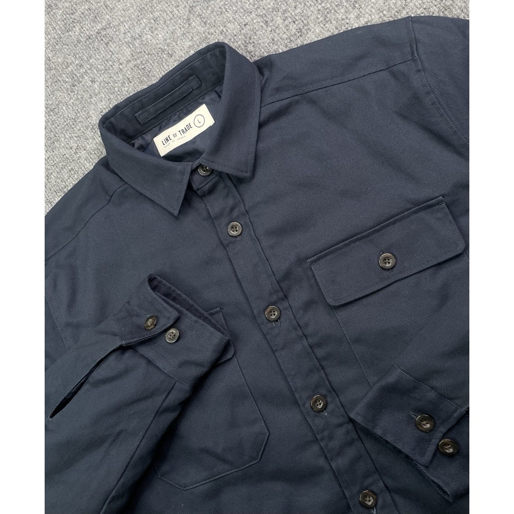 Line of Trade‎ Shacket Mens L Blue Insulated Lined Workwear Utility Shirt Jacket